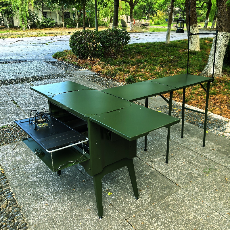 Outdoor Cooking Box with Folding Table and leg 04