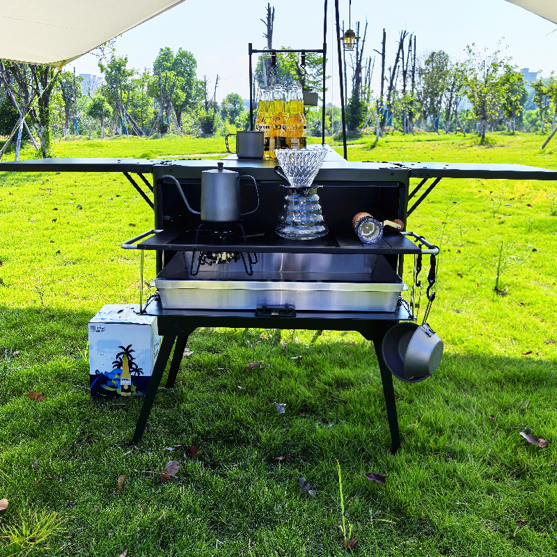 Outdoor Cooking Box with Folding Table and leg 012